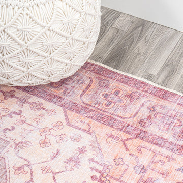 Alacati Ogee Medallion Washable Area Rug